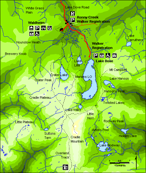 Map of Cradle Mountain Park