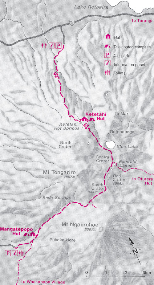 Map of the Tongariro Crossing