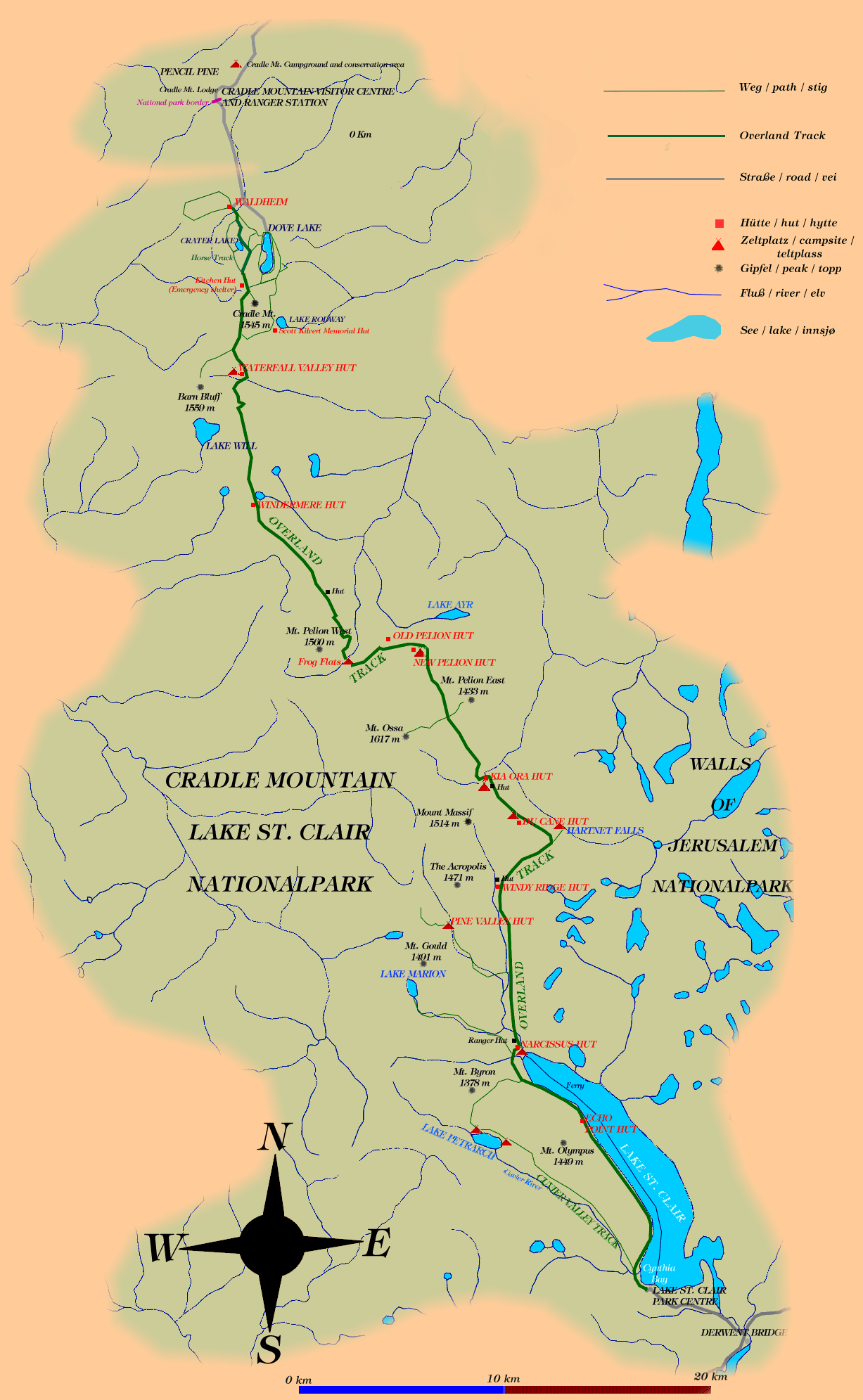 Map of the Overland Track